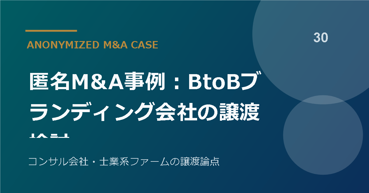 匿名M&A事例:BtoBブランディング会社の譲渡検討