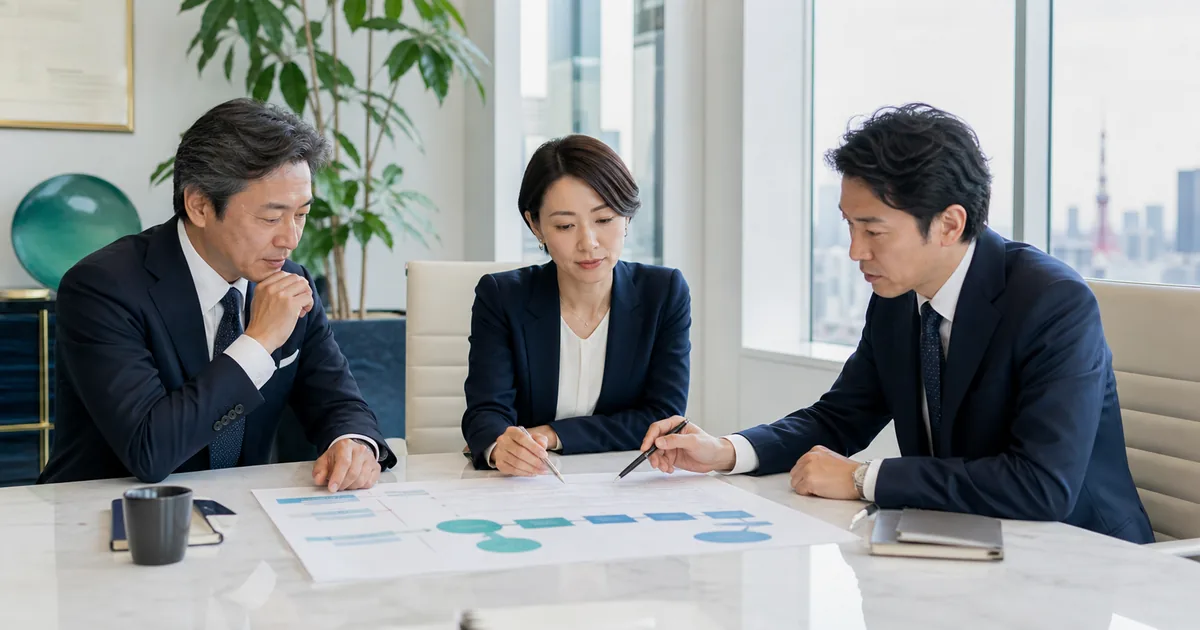 コンサル会社のPEファンド提携とロールオーバー再投資を協議する経営者