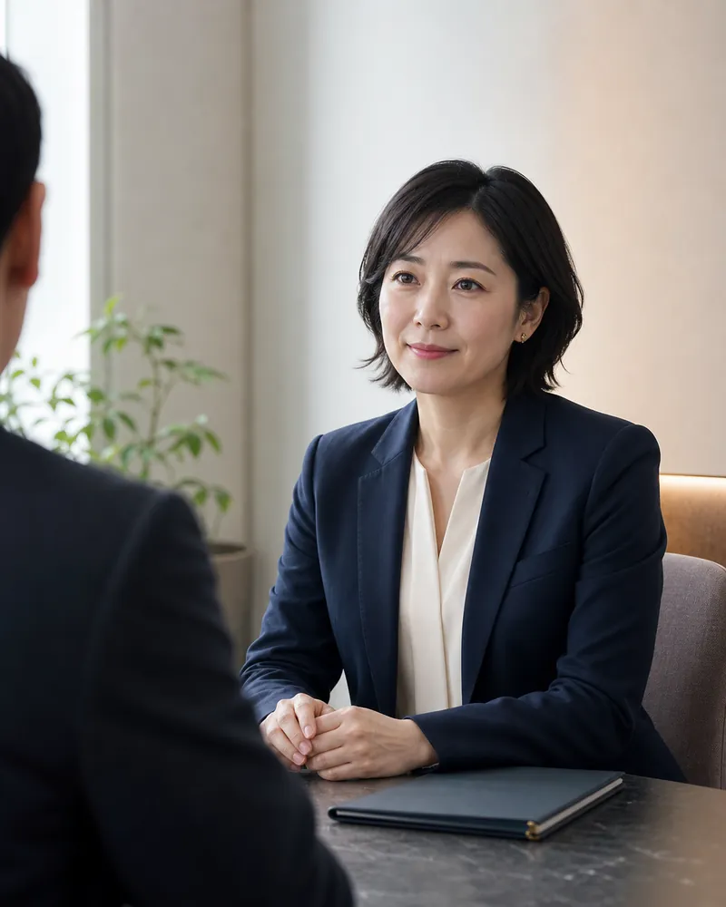 コンサルティング会社の譲渡について匿名相談を受けるM&Aアドバイザー